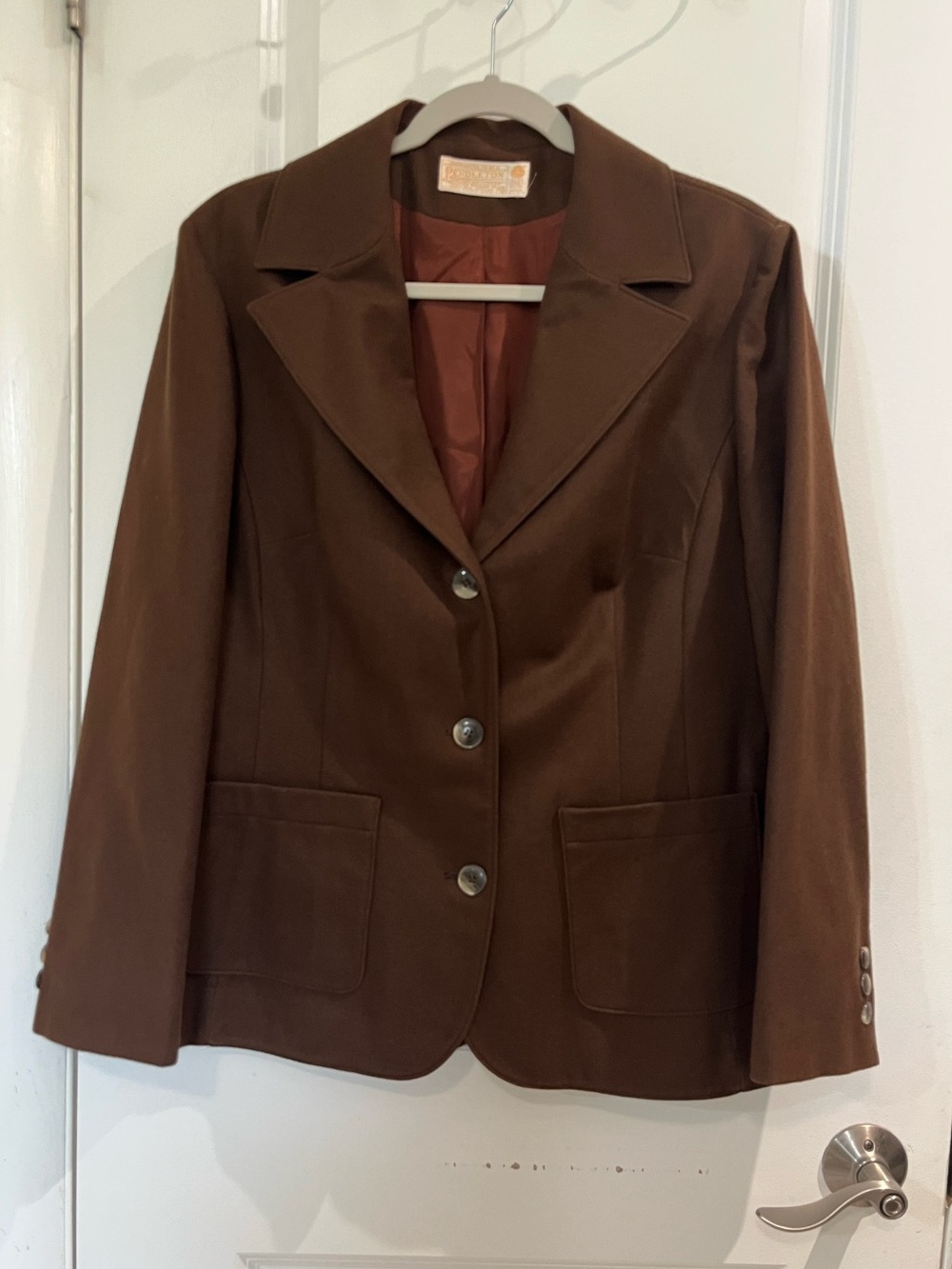 PENDLETON Vintage 100% Virgin Wool Three Button Blazer Jacket Sz 18 Brown